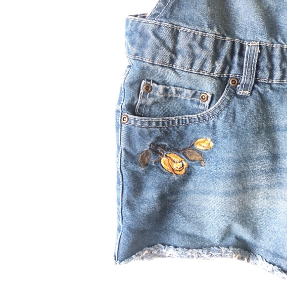 Bluenotes Overall Shorts Rose Embroidery Small - Picture 4 of 9